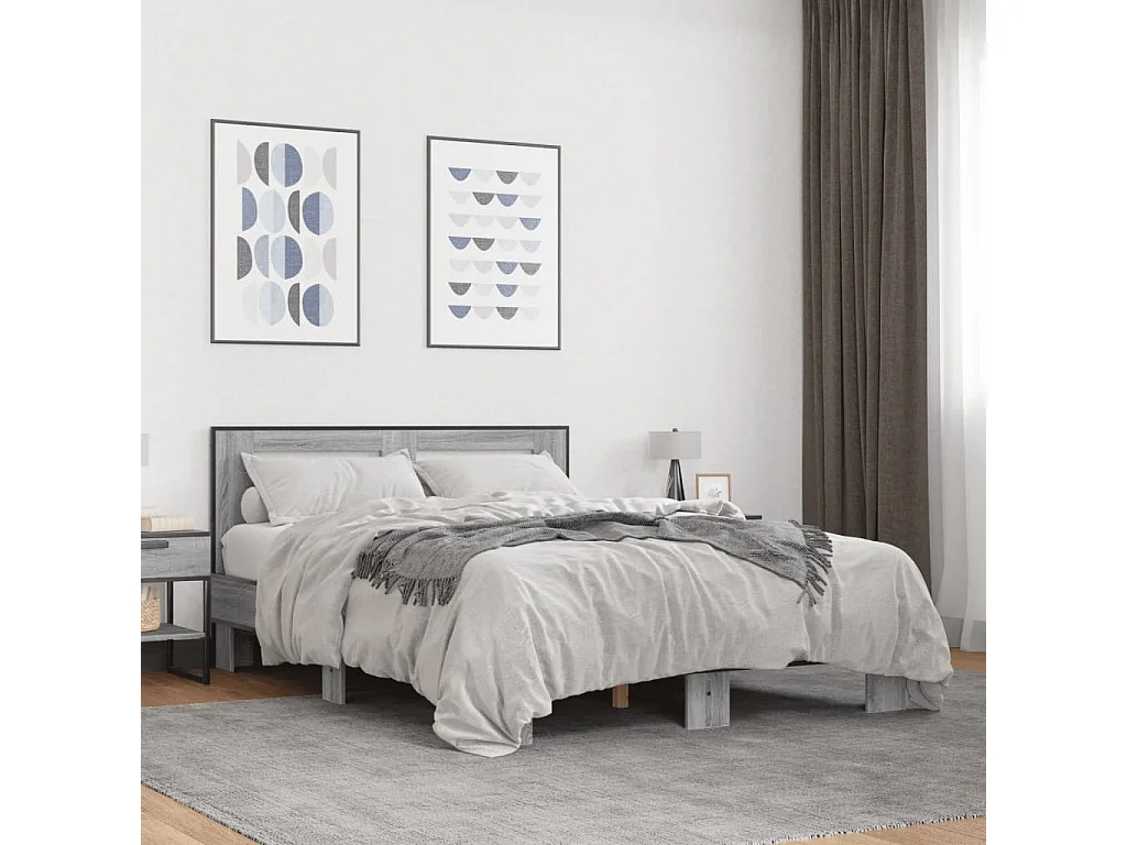 Cadre de lit sans matelas sonoma gris 135x190 cm