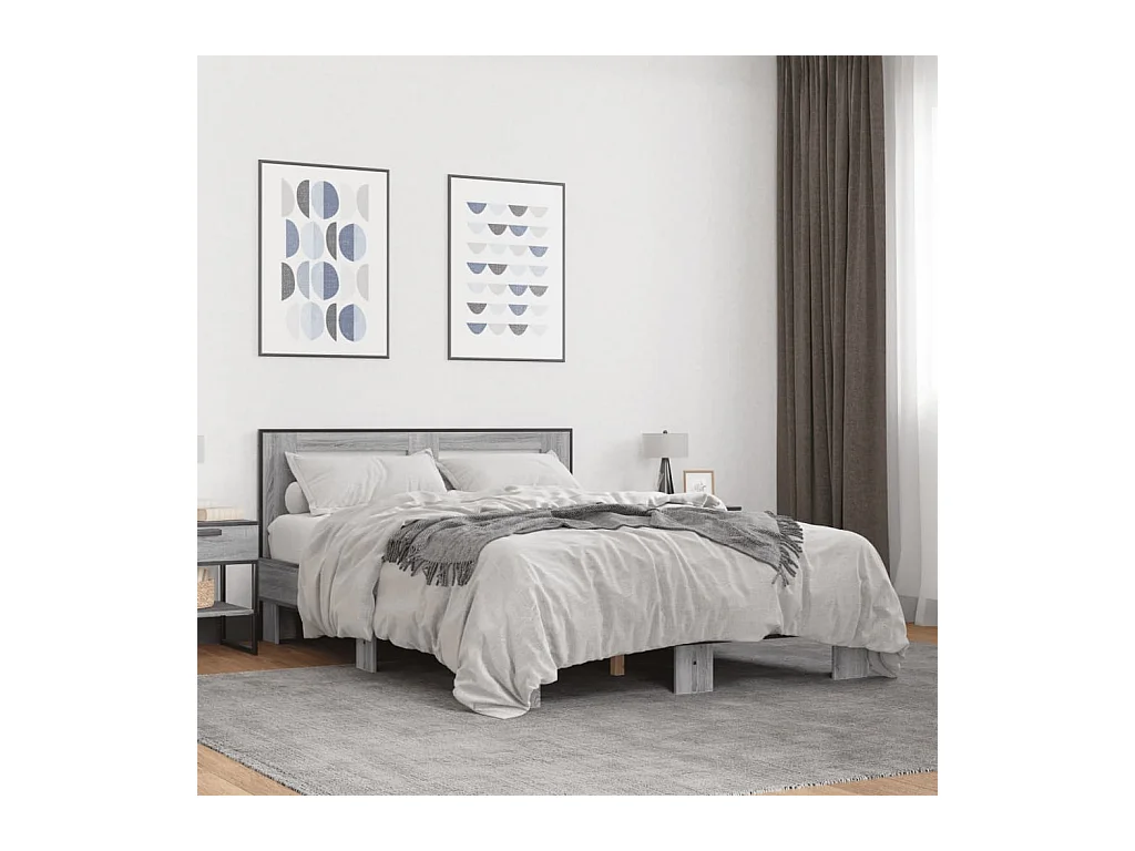 Cadre de lit sans matelas sonoma gris 135x190 cm