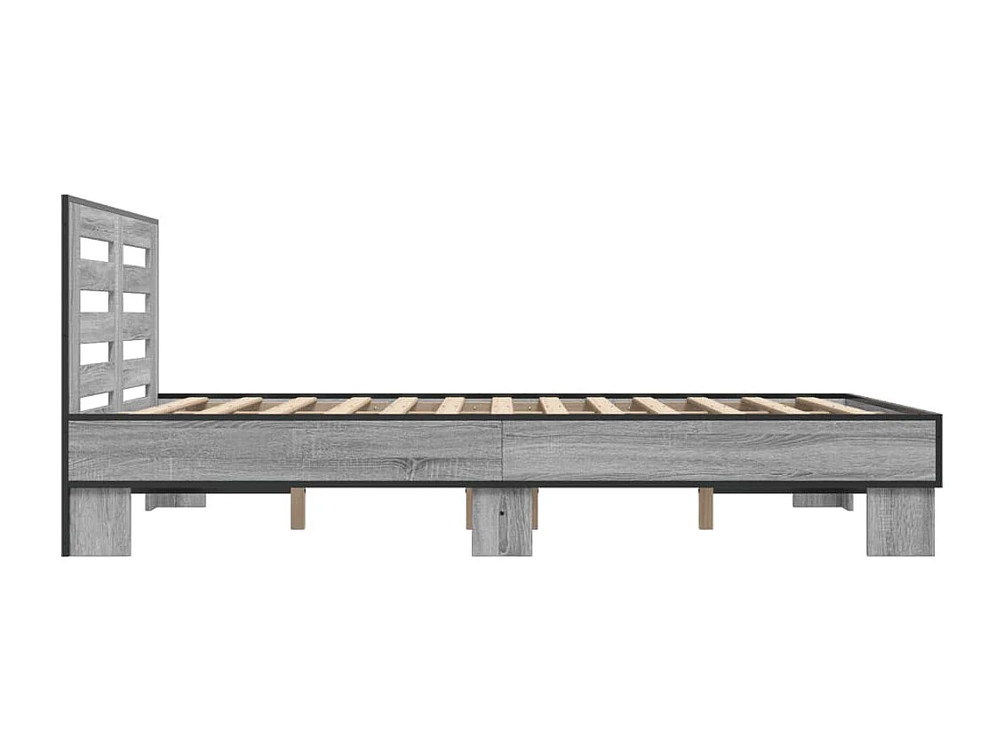 Bedframe bewerkt hout metaal grijs sonoma eiken 135x190 cm