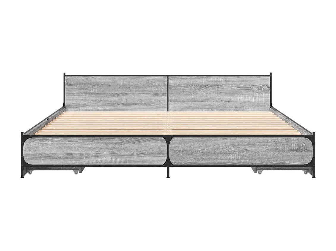 Cadre de lit avec tiroirs sans matelas sonoma gris 200x200 cm