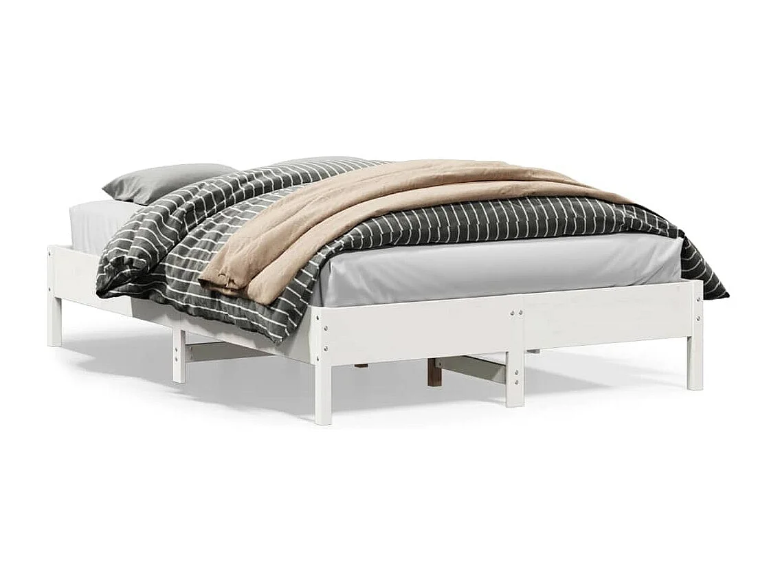 Letto senza Materasso Bianco 150x200 cm Legno Massello di Pino