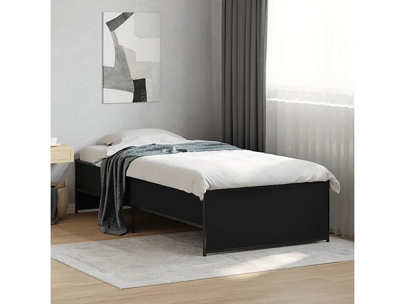 Cadre de lit sans matelas noir 75x190 cm