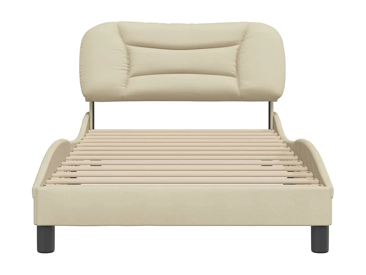Cadre de lit sans matelas crème 100x200 cm tissu