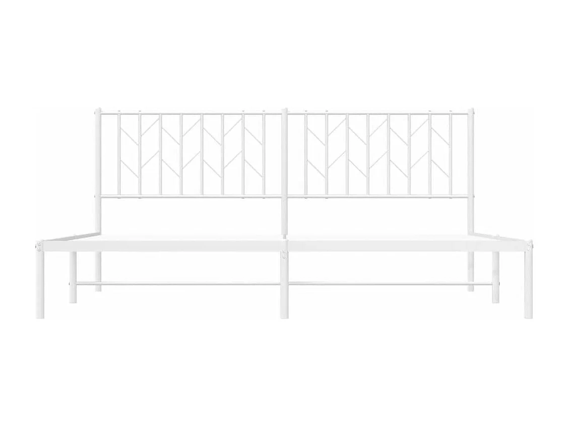 Cadre de lit métal sans matelas et tête de lit blanc 183x213 cm