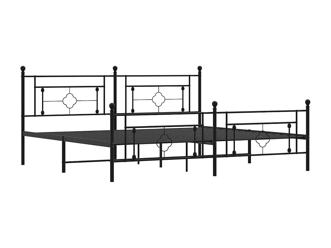 Cadre de lit métal sans matelas avec pied de lit noir 193x203cm