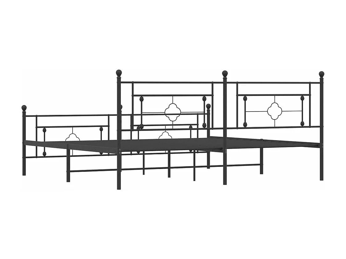 Cadre de lit métal sans matelas avec pied de lit noir 193x203cm