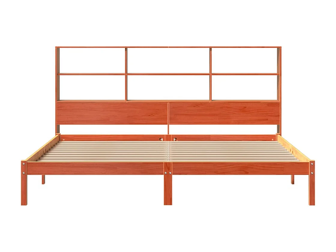 Letto Libreria senza Materasso Marrone Cera 180x200 cm in Pino