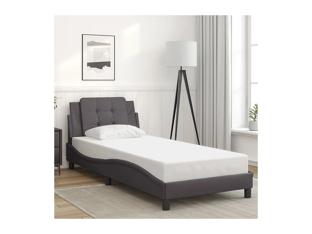 Cadre de lit sans matelas gris 100x200 cm similicuir