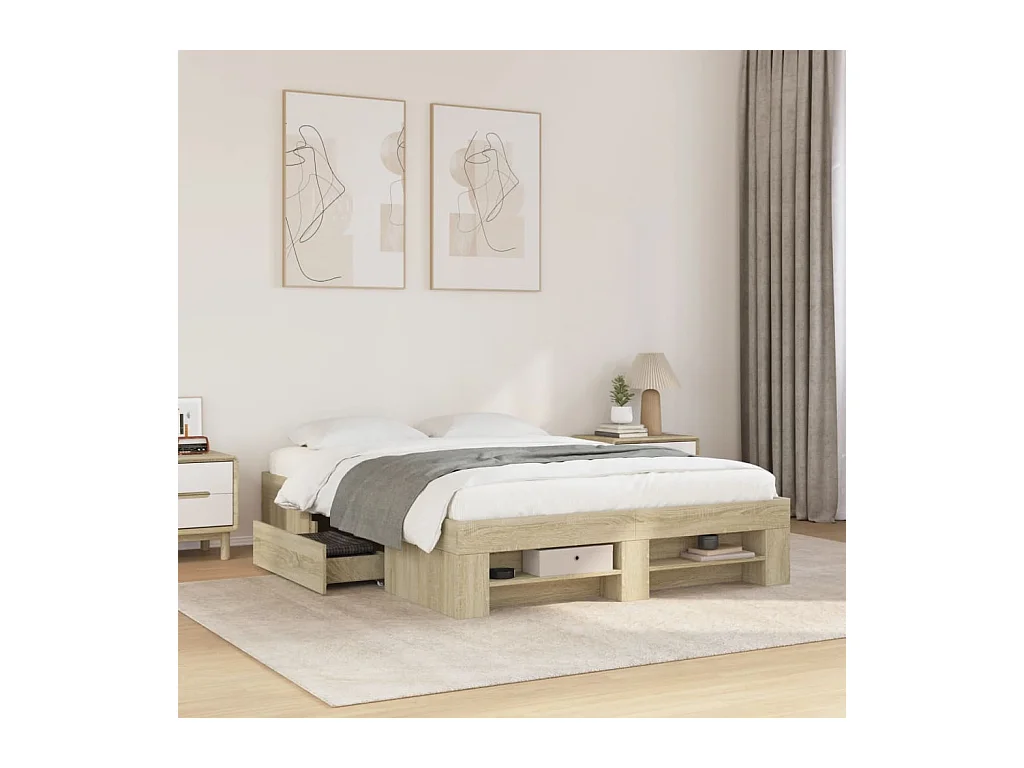 Cadre de lit sans matelas chêne sonoma 120x200 cm