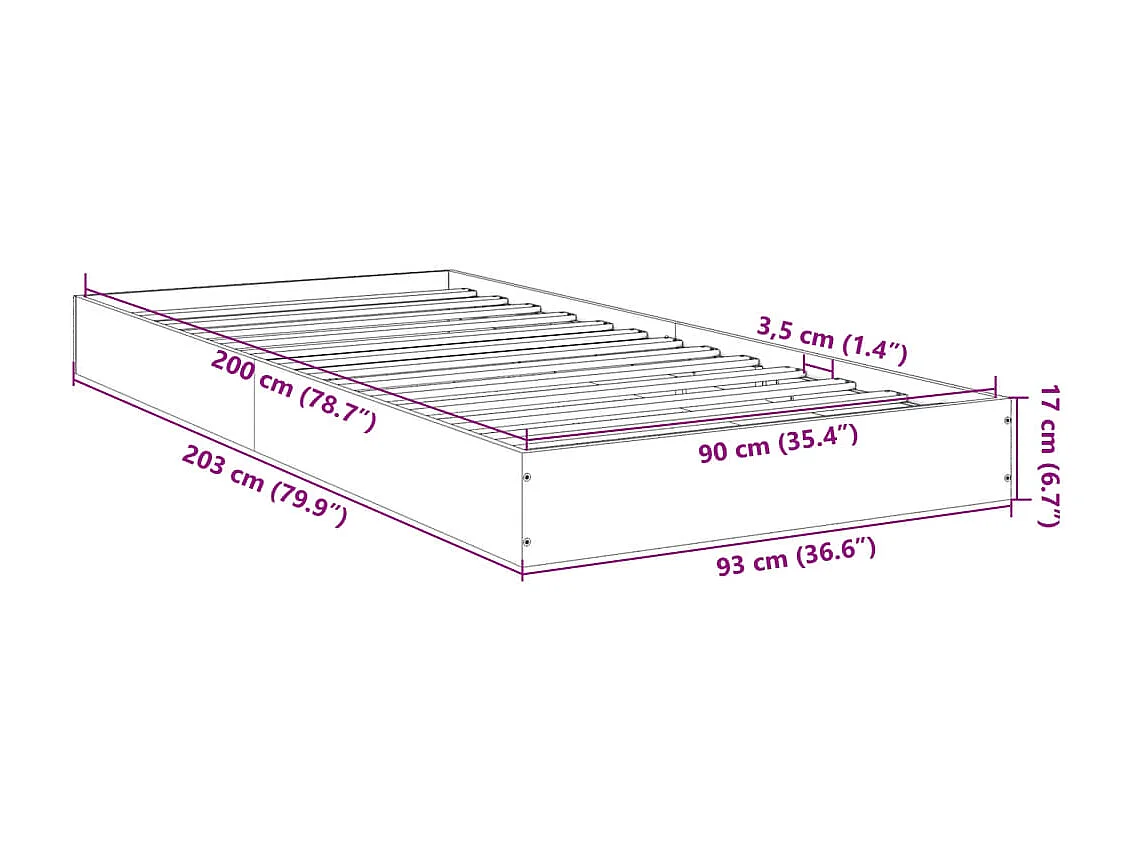 Cadre de lit sans matelas chêne sonoma 90x200 cm