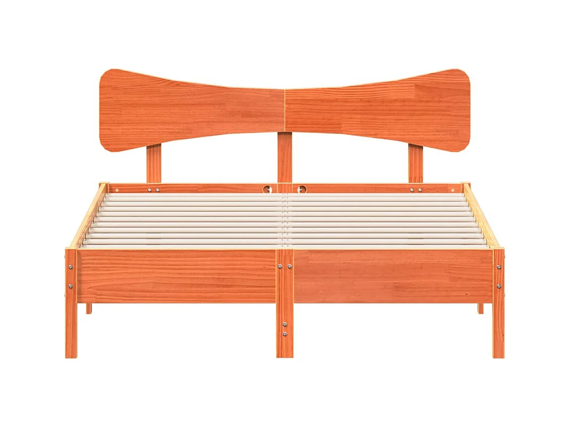 Cadre de lit sans matelas cire marron 140x200cm bois pin massif