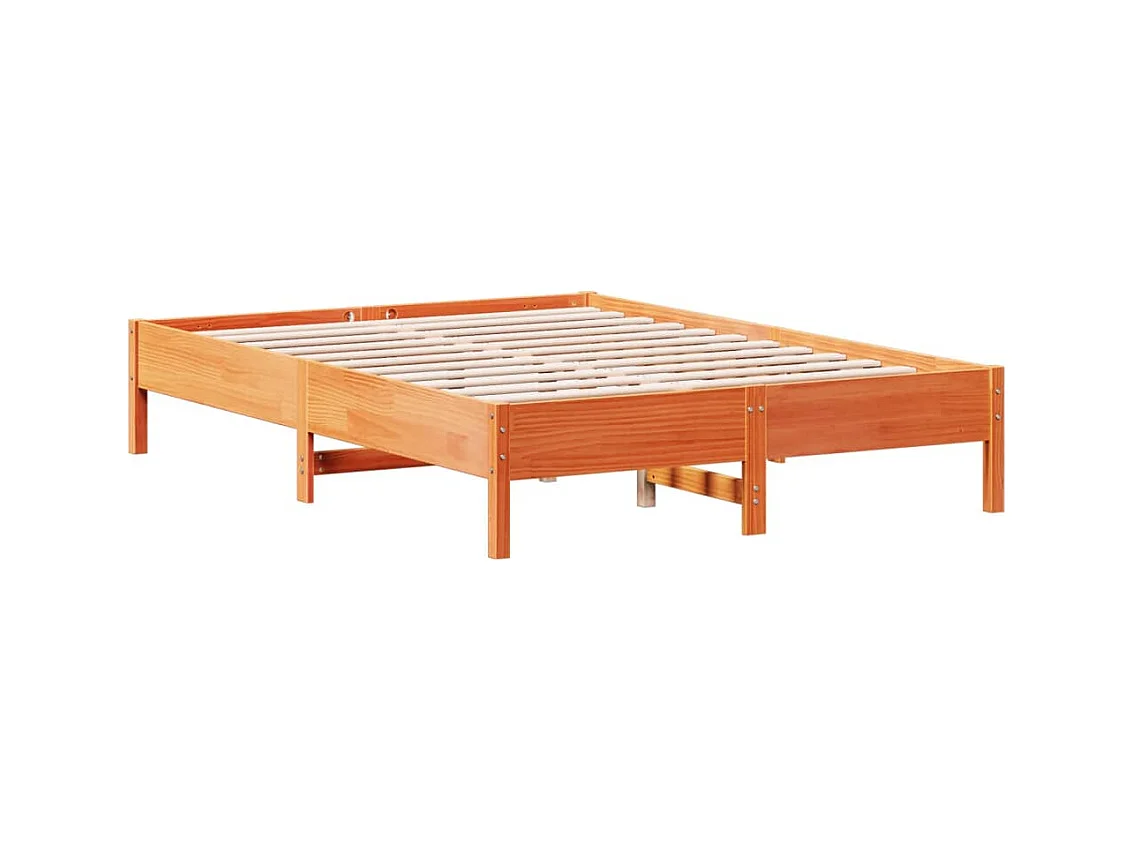 Cadre de lit sans matelas cire marron 140x200cm bois pin massif
