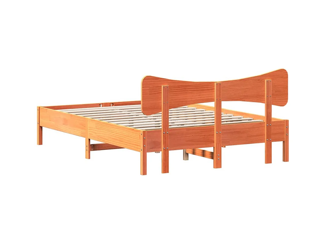 Cadre de lit sans matelas cire marron 140x200cm bois pin massif