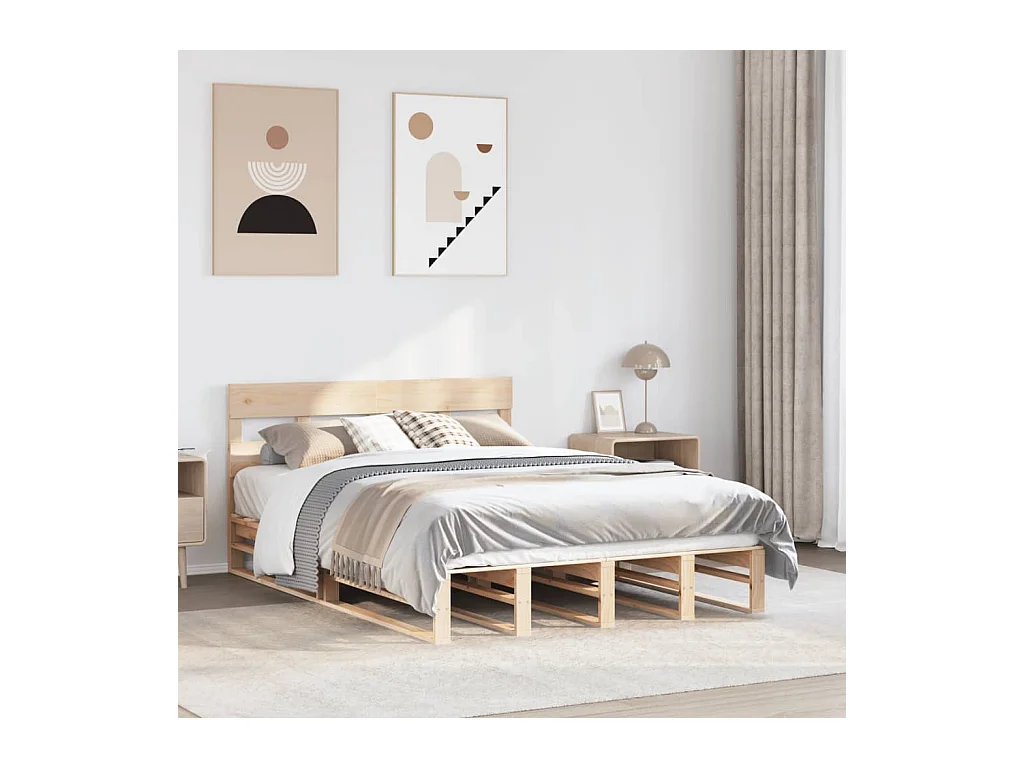 Letto senza Materasso 140x190 cm in Legno Massello di Pino