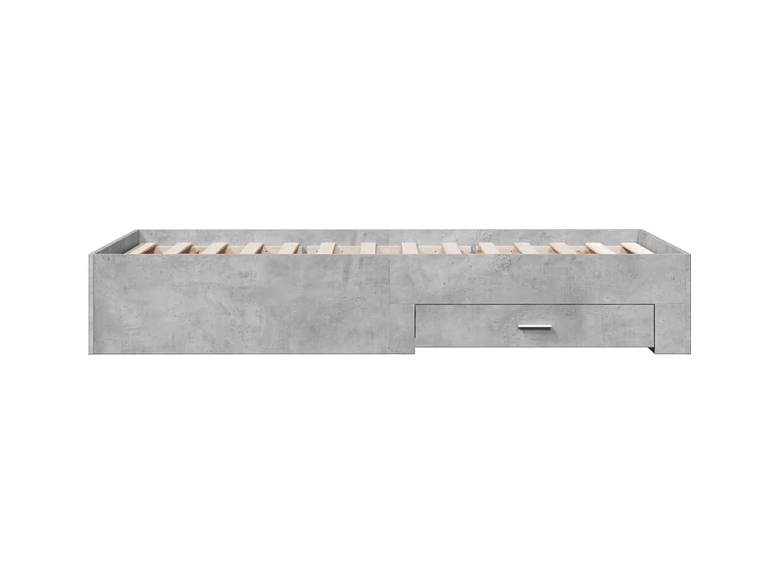 Cadre de lit avec tiroirs sans matelas gris béton 90x190 cm