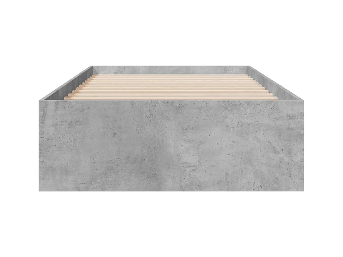 Cadre de lit avec tiroirs sans matelas gris béton 90x190 cm