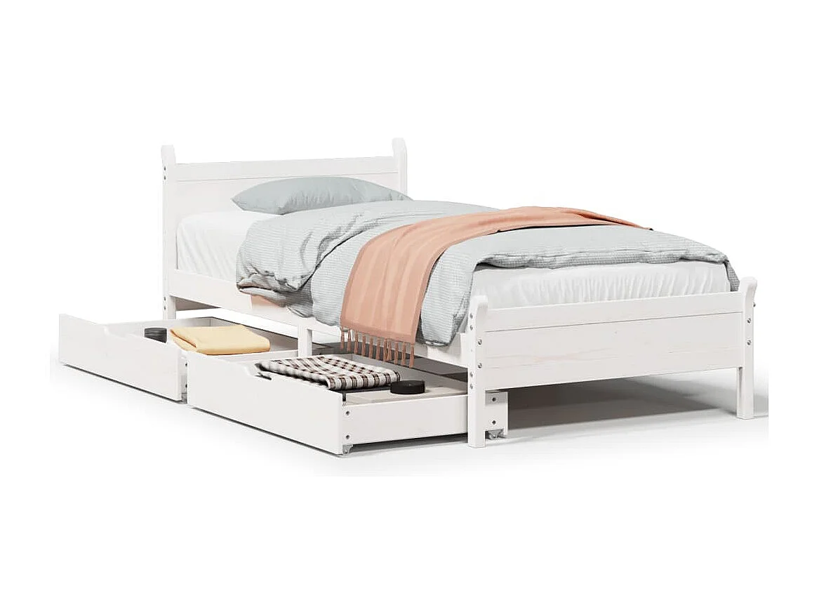 Estructura de cama sin colchón madera maciza blanca 90x190 cm