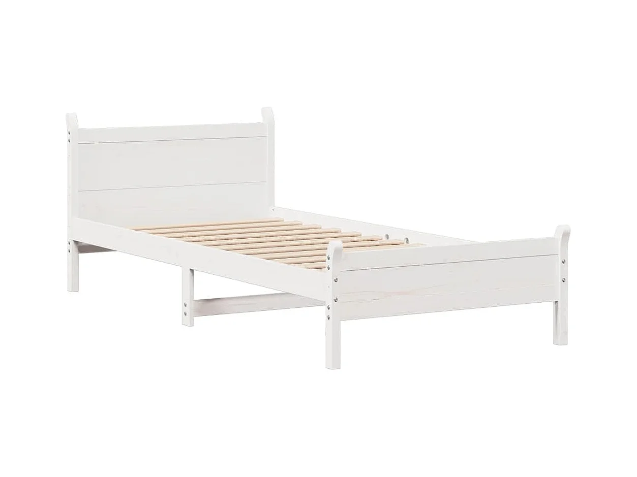 Massivholzbett ohne Matratze Weiß 90x190 cm Kiefernholz