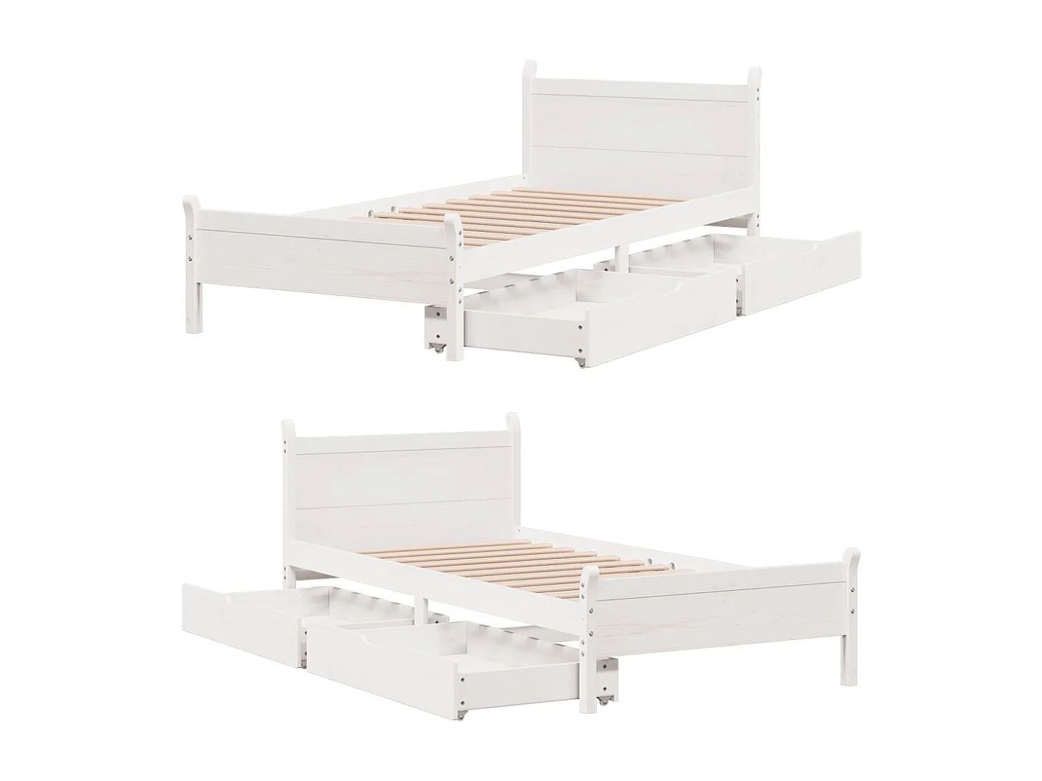 Massivholzbett ohne Matratze Weiß 90x190 cm Kiefernholz