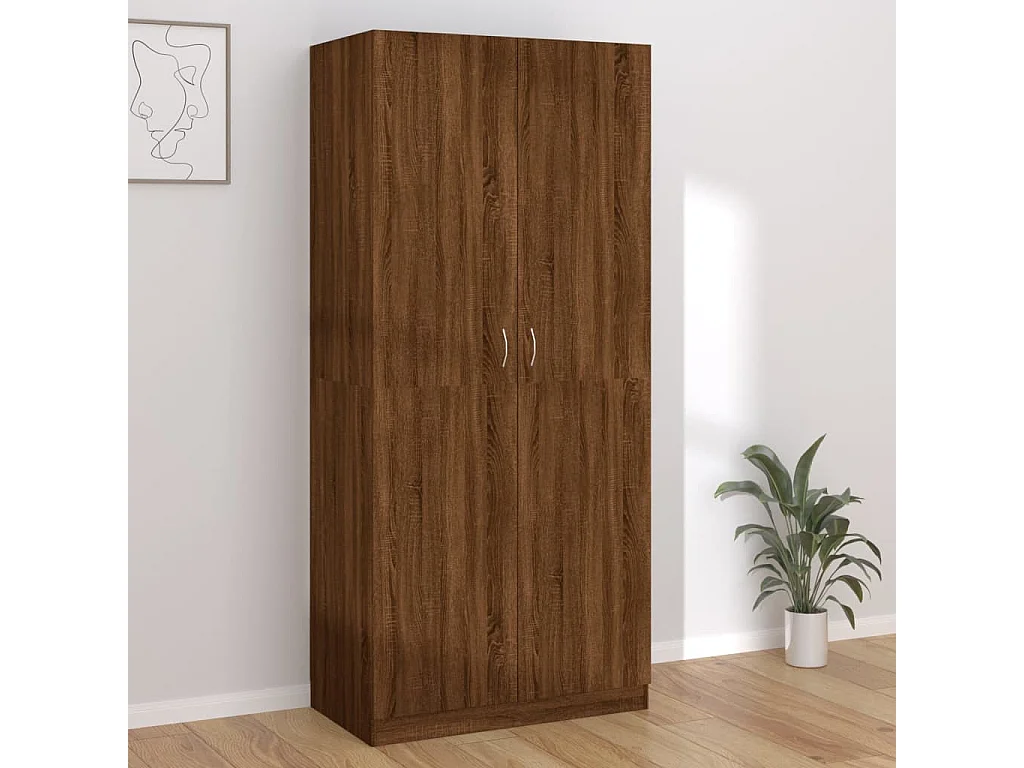 Armario Roble marrón 90x52x200 cm Madera contrachapada