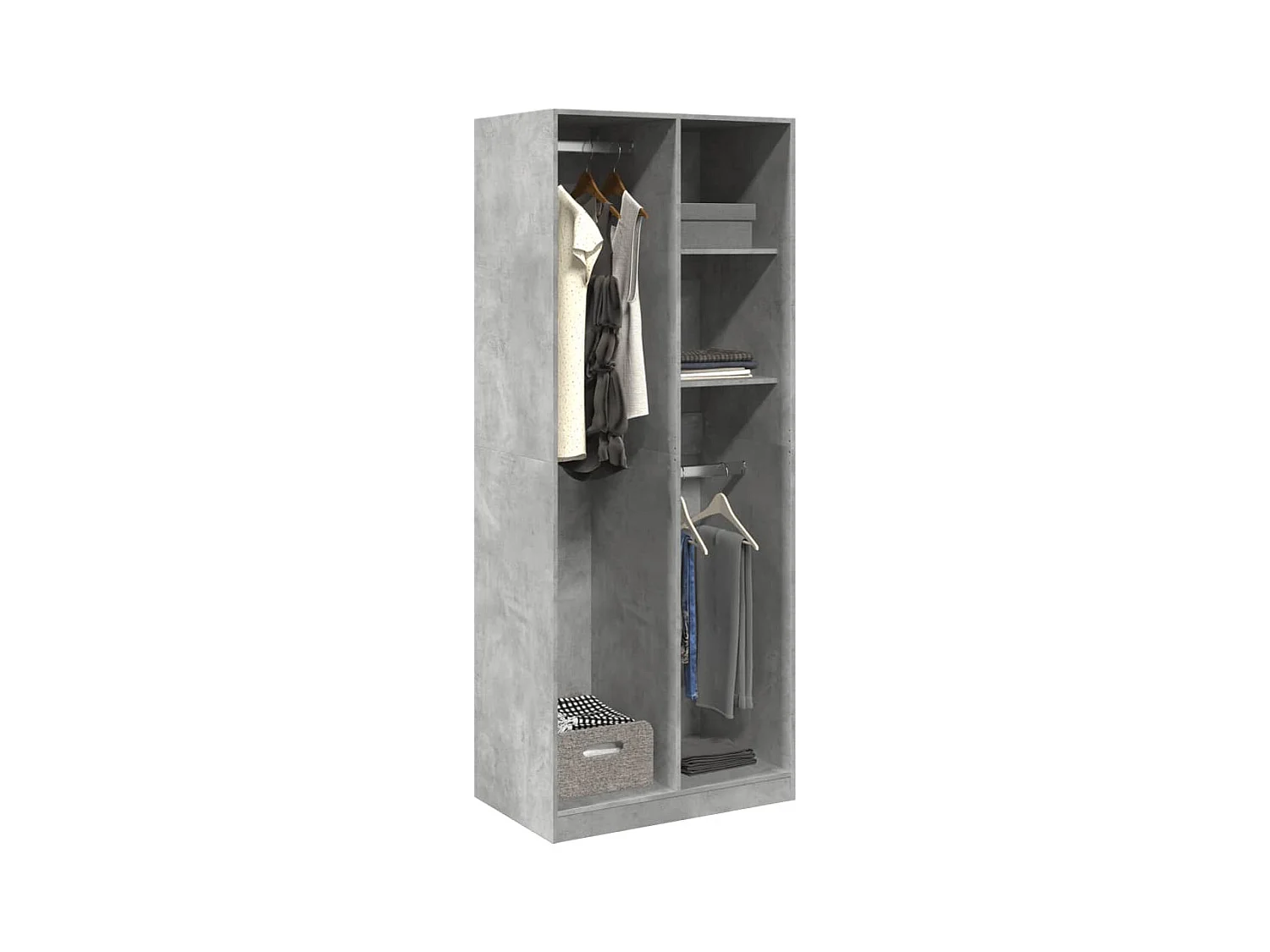 Garde-robe gris béton 80x50x200 cm bois d'ingénierie