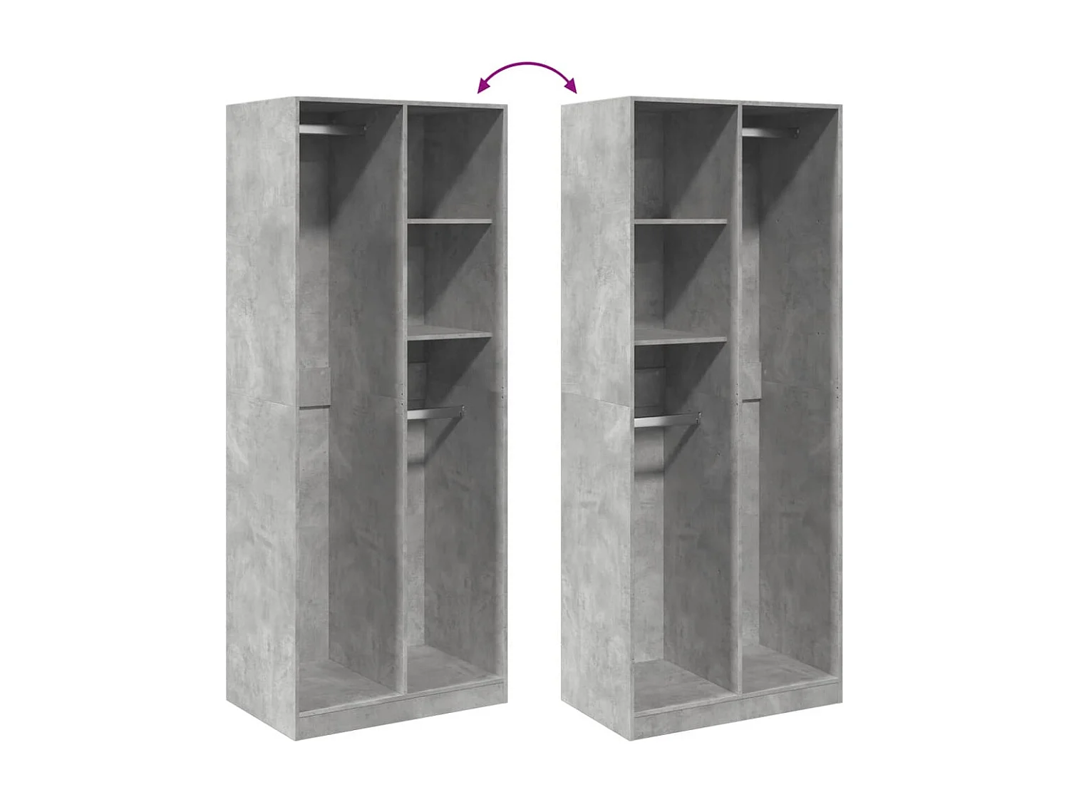 Garde-robe gris béton 80x50x200 cm bois d'ingénierie