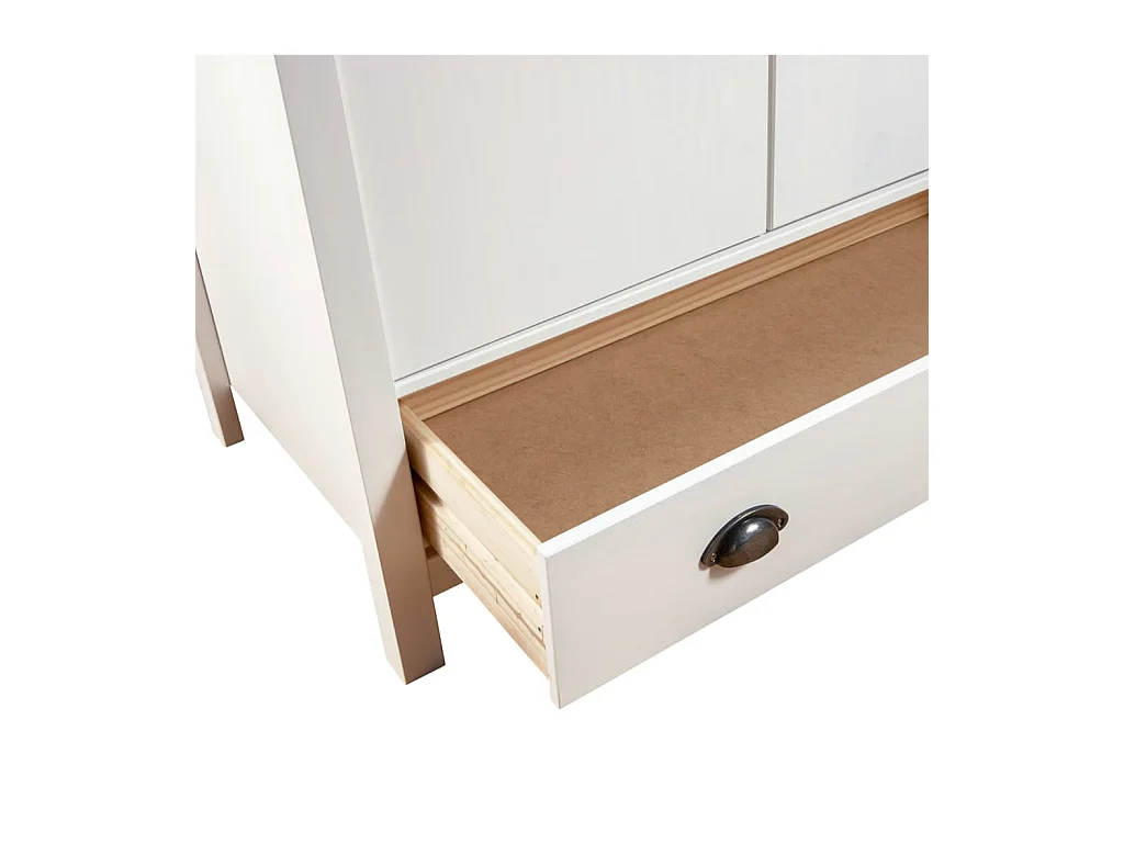 Garde-robe à 3 portes Hill Blanc 127x50x170 cm Bois pin solide