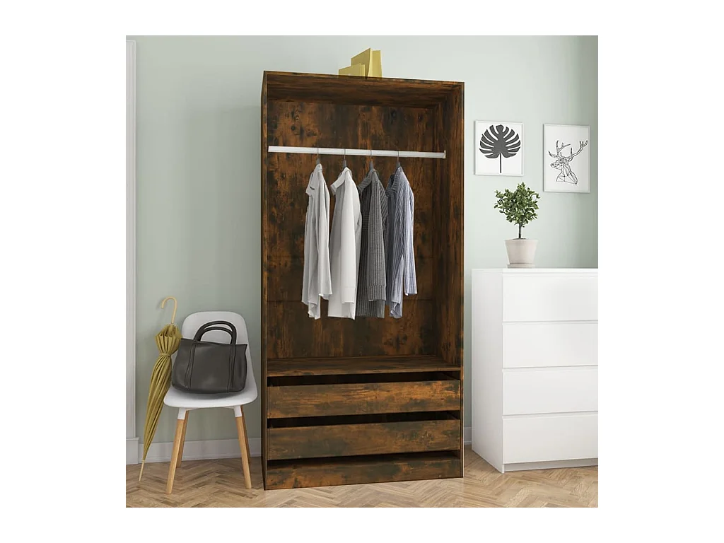 Garde-robe Chêne fumé 100x50x200 cm Bois d'ingénierie