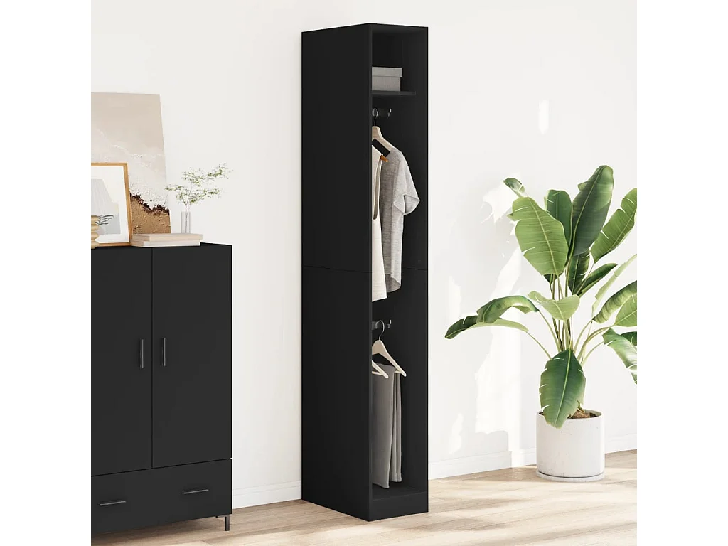 Garde-robe noir 30x50x200 cm bois d'ingénierie