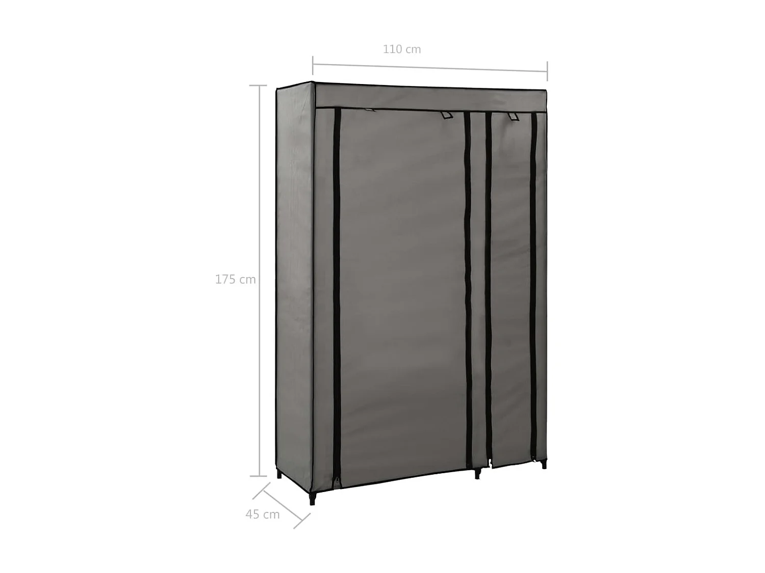 Armadio pieghevole Tessuto Grigio 110x45x175 cm