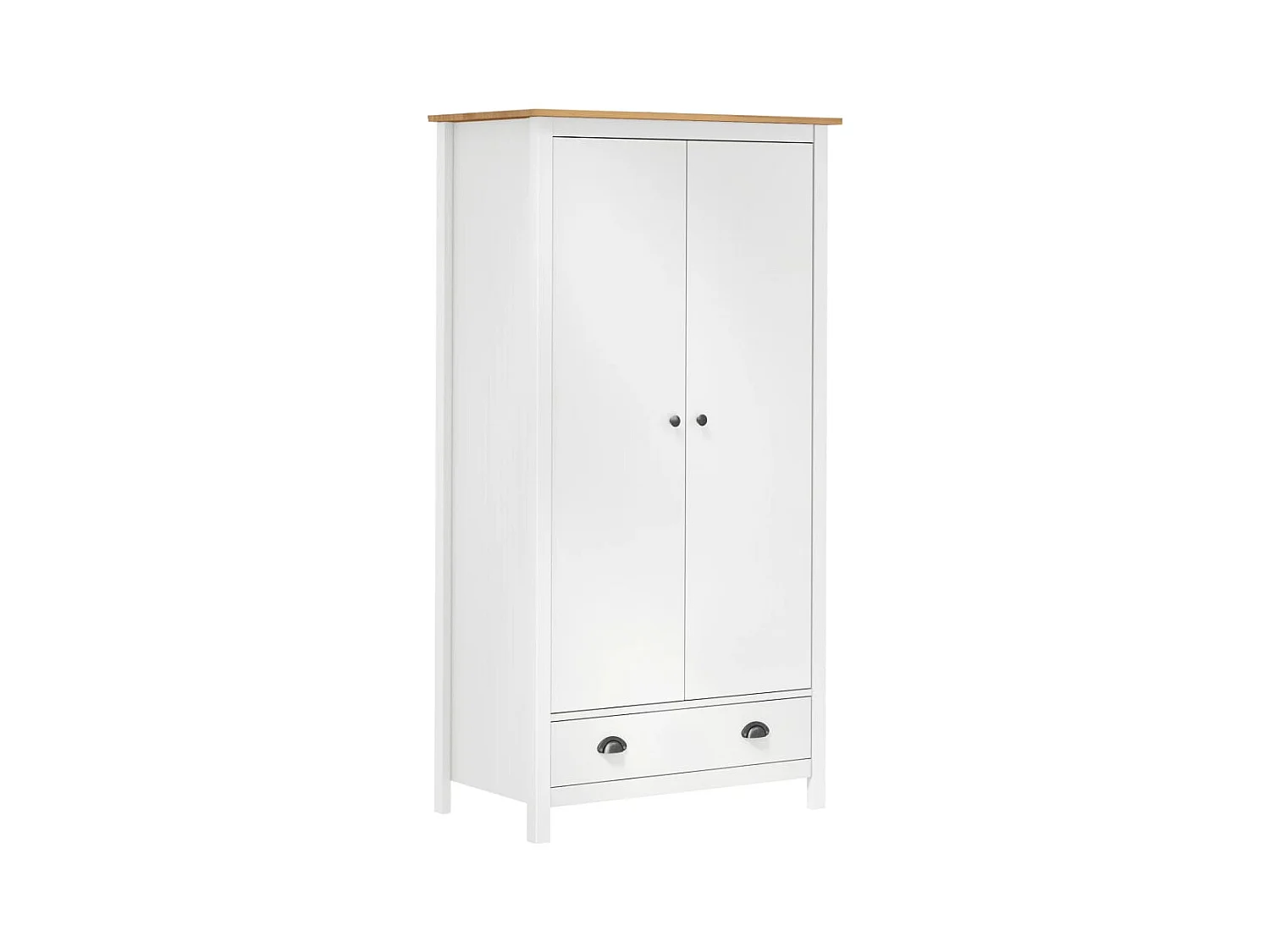 Garde-robe à 2 portes Hill Blanc 89x50x170cm Bois de pin solide