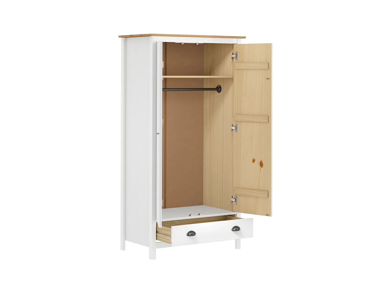 Garde-robe à 2 portes Hill Blanc 89x50x170cm Bois de pin solide