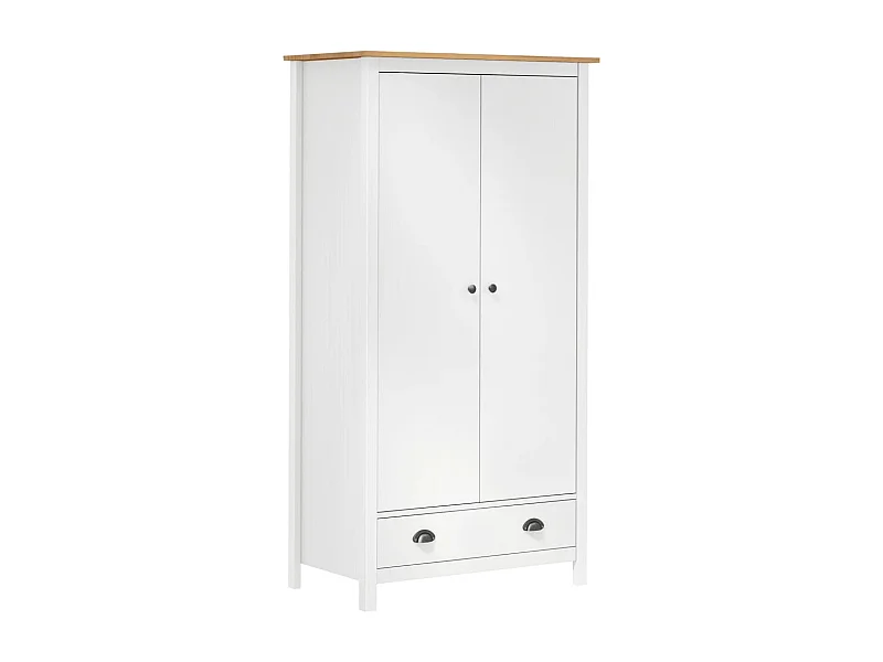Garde-robe à 2 portes Hill Blanc 89x50x170cm Bois de pin solide
