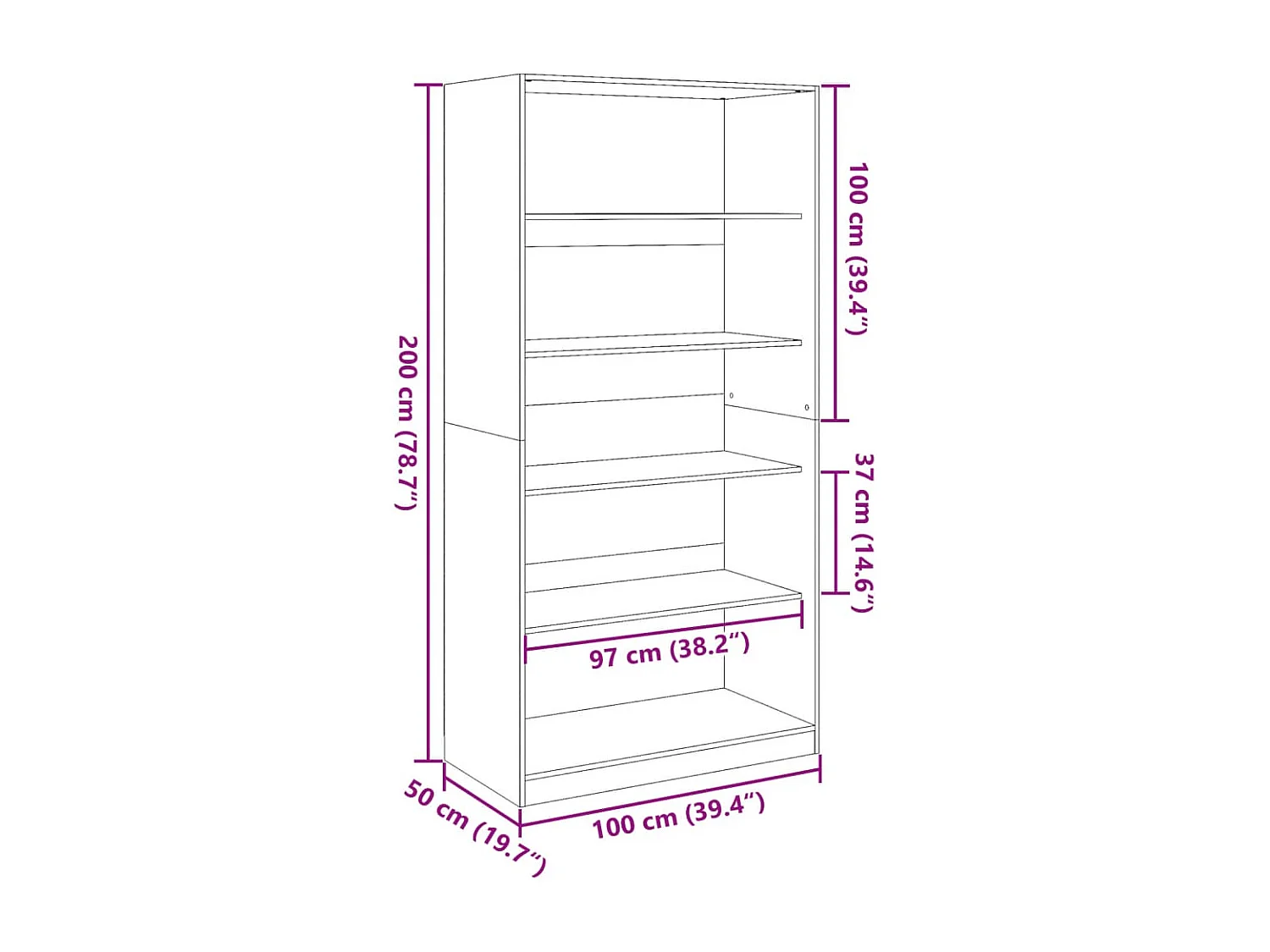 Altholz-Kleiderschrank 100x50x200 cm aus Holzwerkstoff