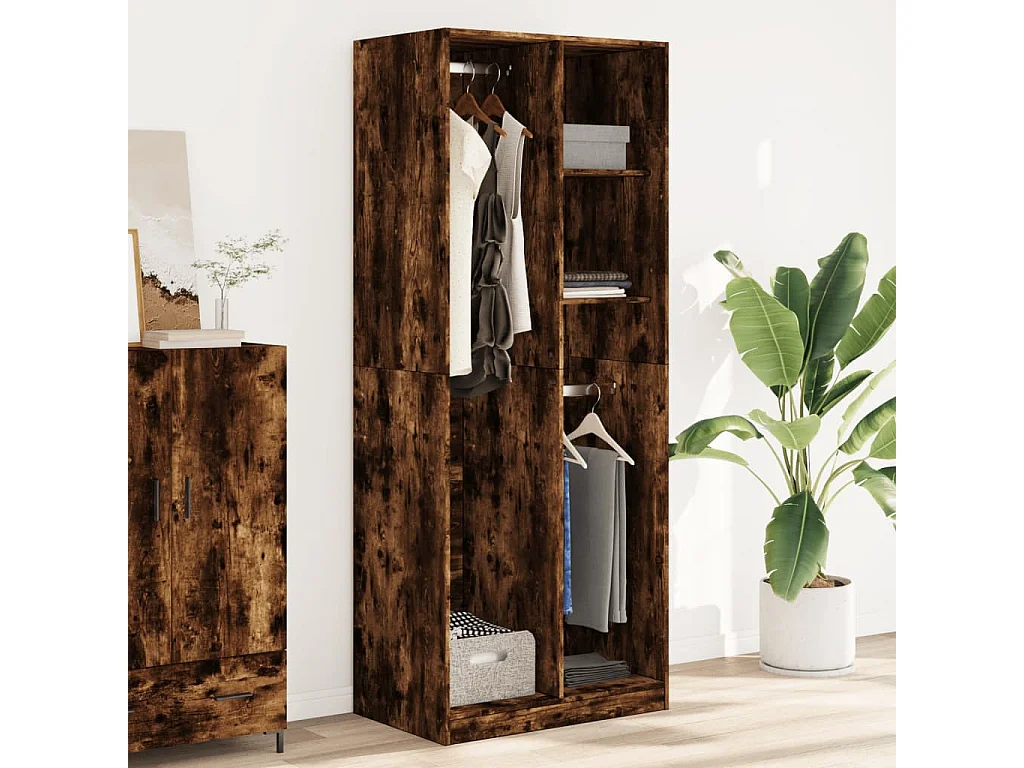 Garde-robe chêne fumé 80x50x200 cm bois d'ingénierie