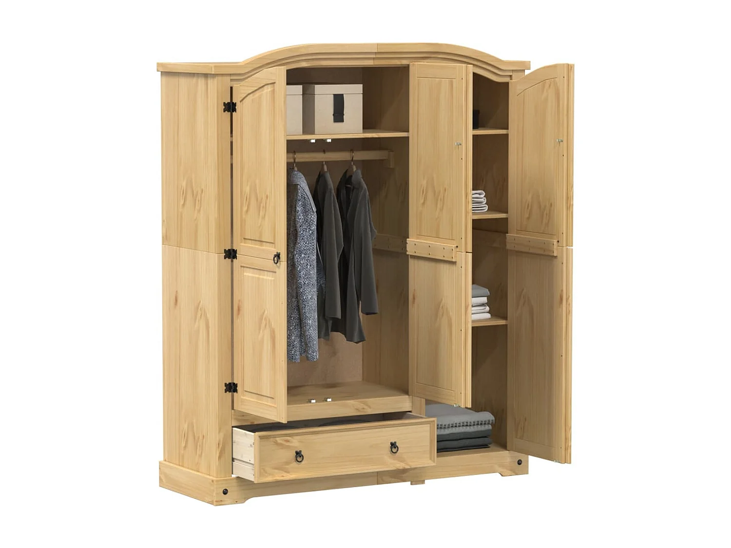 Corona Kleiderschrank 151,5x52x186 cm massives Kiefernholz