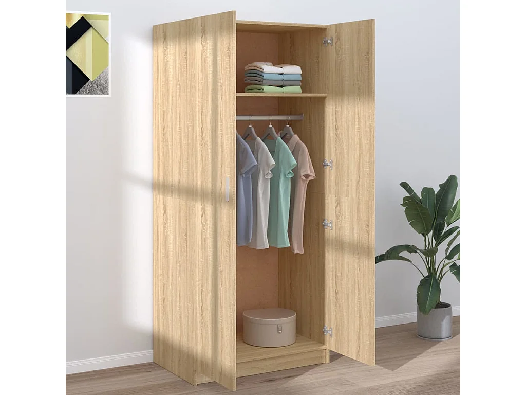 Armario roble Sonoma 80x52x180 cm Madera contrachapada