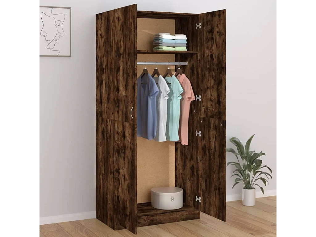 Armario Roble ahumado 90x52x200 cm Madera contrachapada