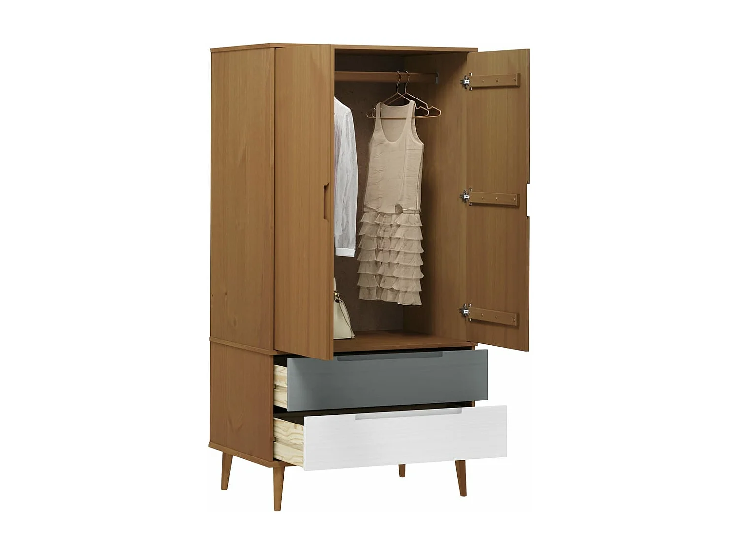 MOLDE Kledingkast Bruin 90x55x175 cm Massief grenenhout