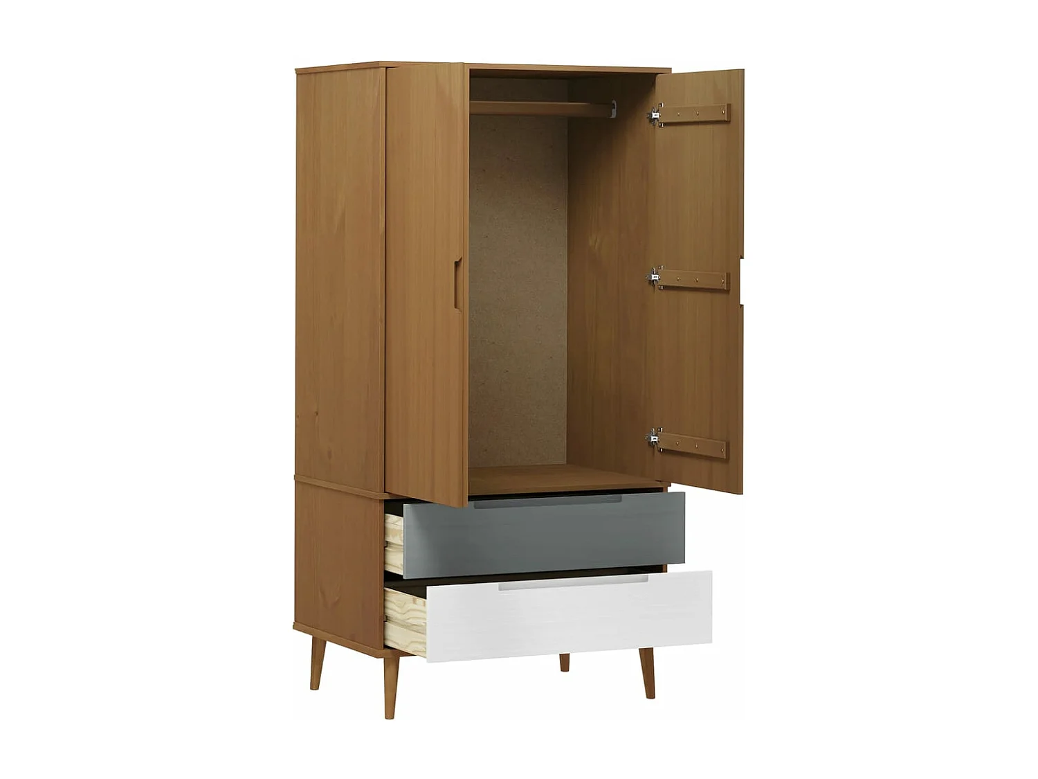 MOLDE Kledingkast Bruin 90x55x175 cm Massief grenenhout