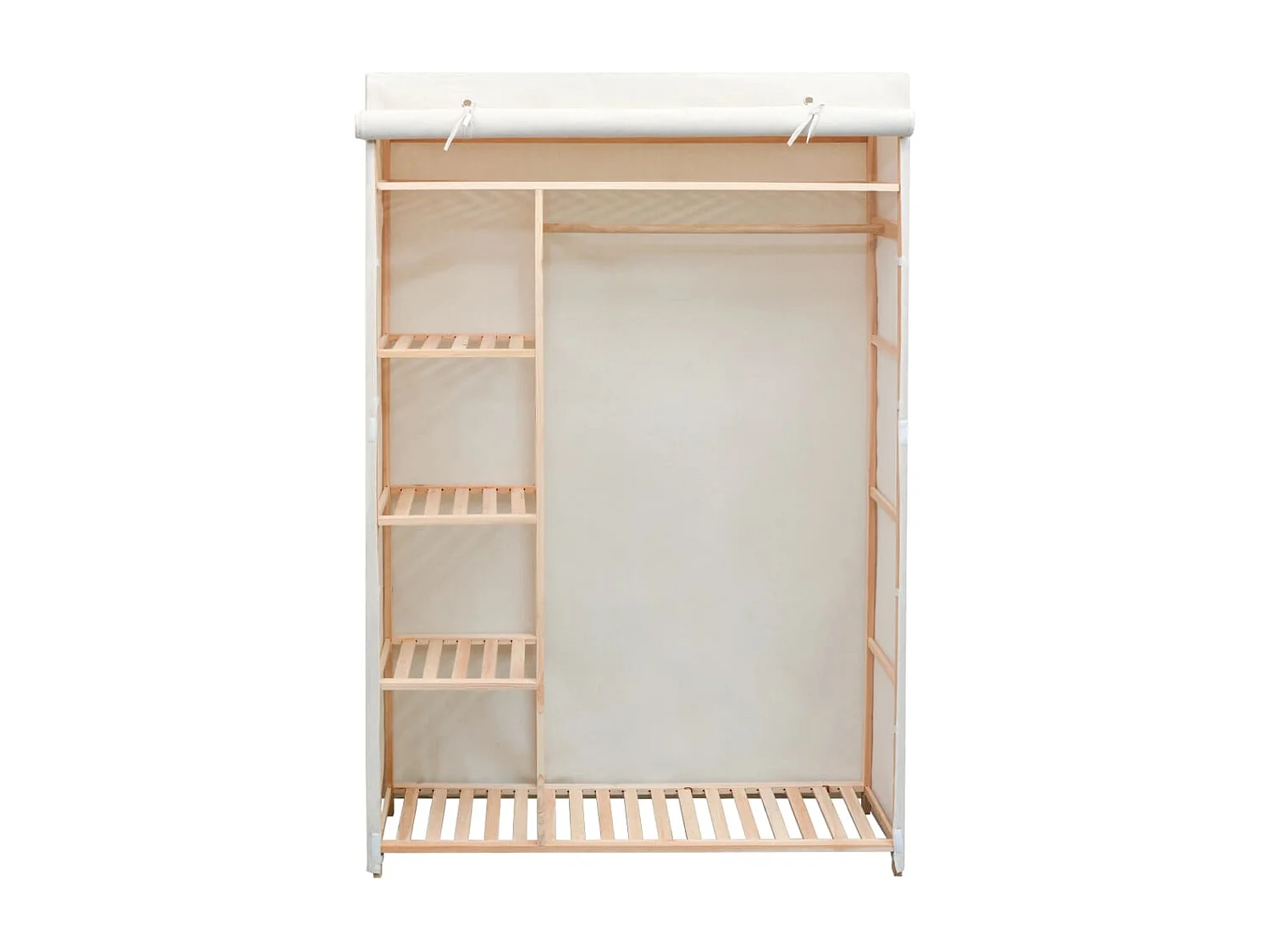 Garde-robe en tissu et bois de pin 110x40x170 cm