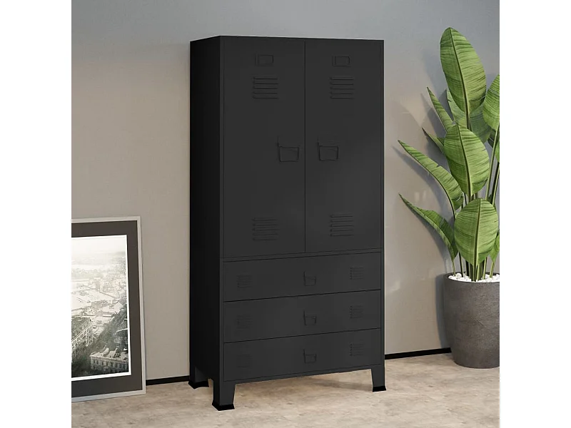Armario industrial Negro 90x50x180 cm Metal