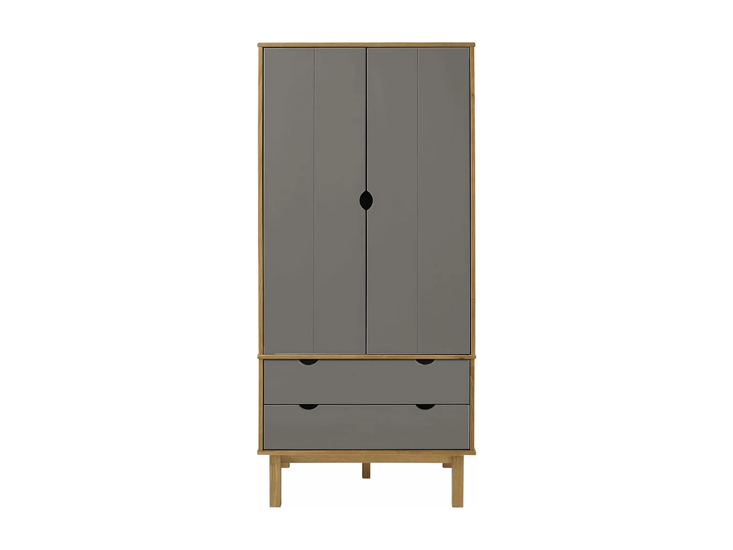 Garde-robe OTTA Marron et gris 76,5x53x172 cm Bois massif pin
