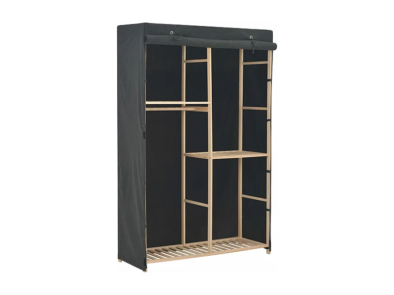 3-stufiger Kleiderschrank Grau 110 x 40 x 170 cm Stoff