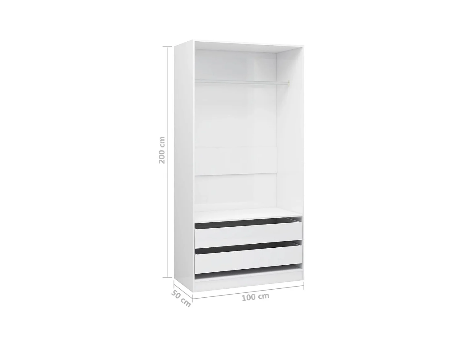 Garde-robe Blanc brillant 100x50x200 cm Bois d'ingénierie