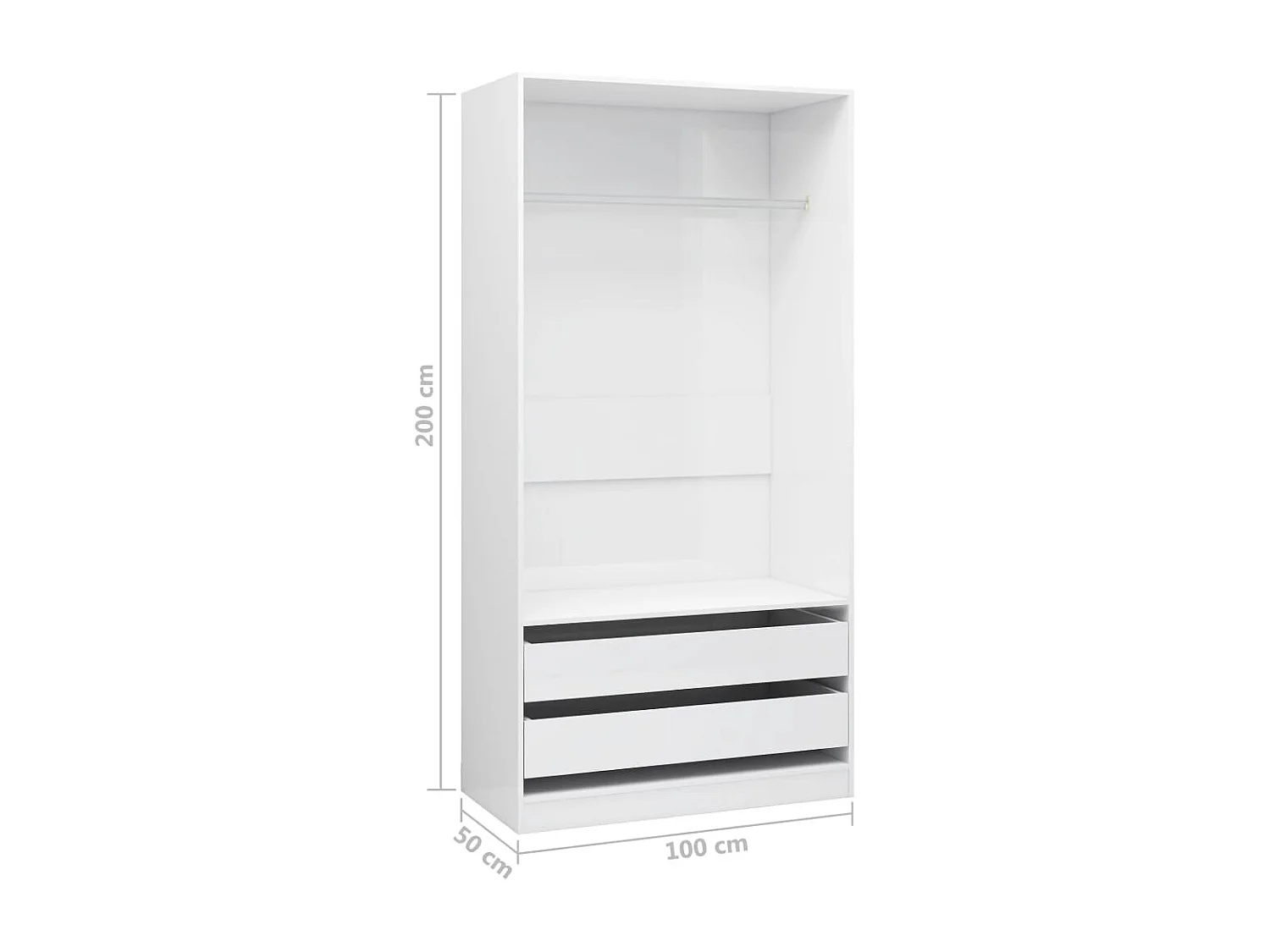 Armário branco brilhante 100x50x200 cm Madeira trabalhada