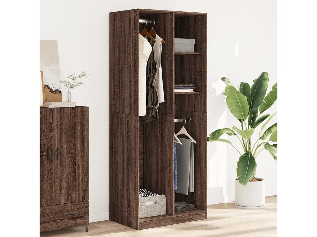 Armario roble marrón 80x50x200 cm madera contrachapada