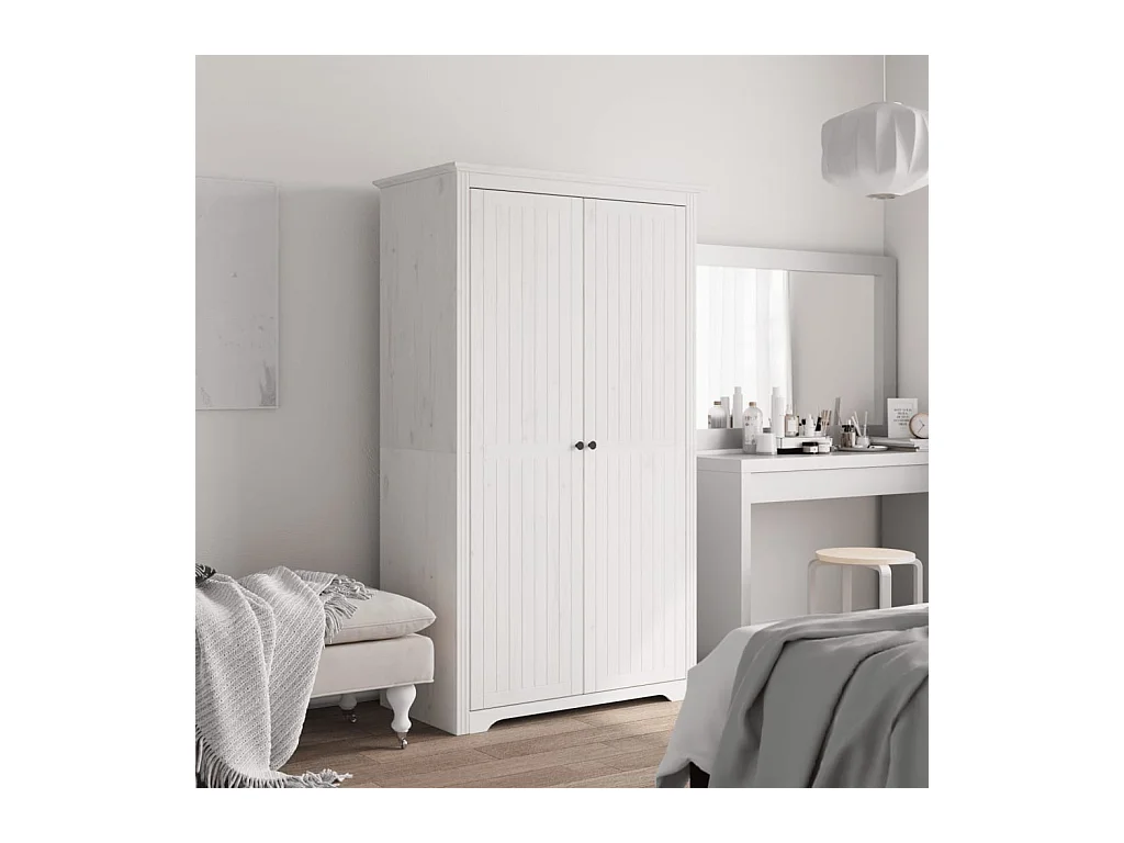 Garde-robe BODO blanc 99x53,5x173 cm bois massif de pin