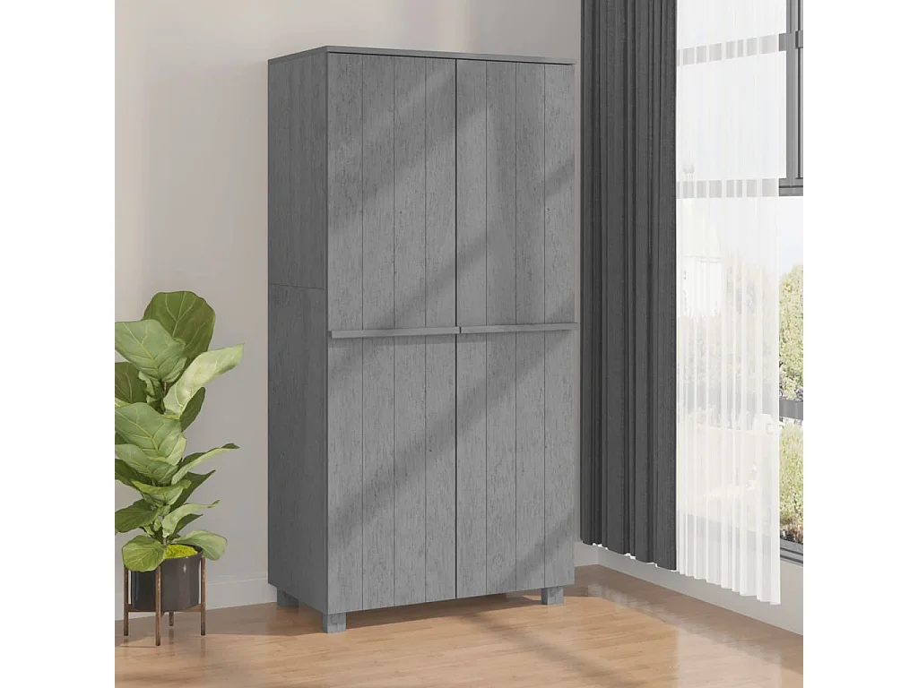 HAMAR Kleiderschrank Dunkelgrau 89x50x180 cm Massives Kiefernholz