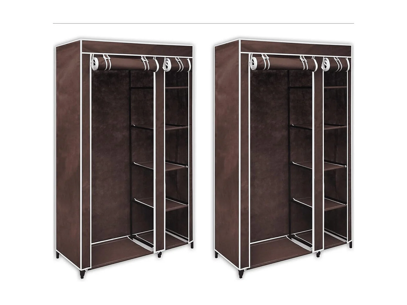 Garde-robe en tissu 2 pcs Marron